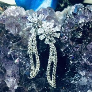 Diamond Accent White Topaz Sterling Silver Earrings Lever Back Earrings